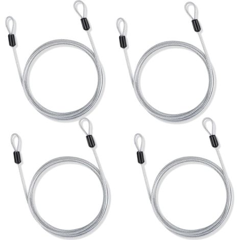 1,5 m x 2,5 mm Lot de 4 câbles de sécurité en acier inoxydable avec œillets de sécurité pour meubles de jardin, vélo