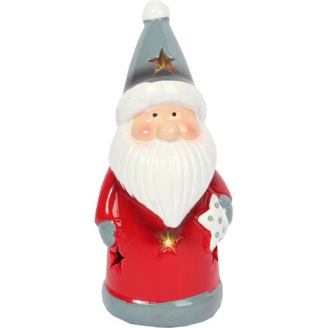Babbo Natale in ceramica con luci LED, ornamento natalizio da 17 cm (1/3)