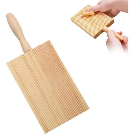 Cucchiaio per gnocchi in legno, 22 x 8,5 cm, con mattarello, impastatrice multifunzionale, marrone. (1/5)
