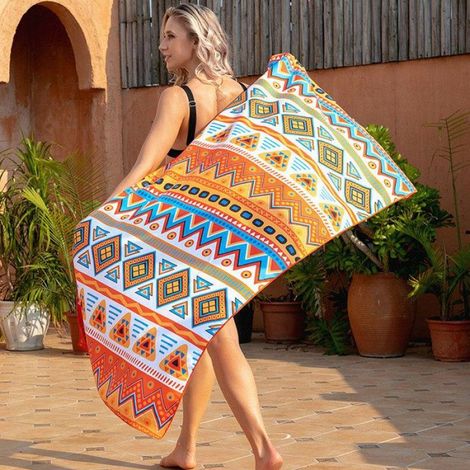 Serviette de plage - - 160 x 80 cm - Légère - Douce - Absorbante
