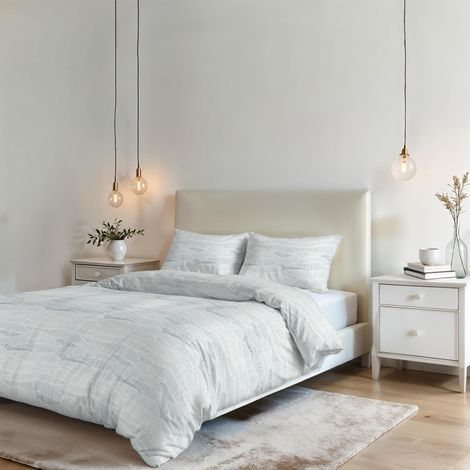 Parure de Housse de Couette sans Repassage Karma - Ensemble Housse de Couette - Lit 2 Places, Microfibre - Housse 250x200 cm + Rabat et 2 taies d'oreiller 50x80 cm (1/5)