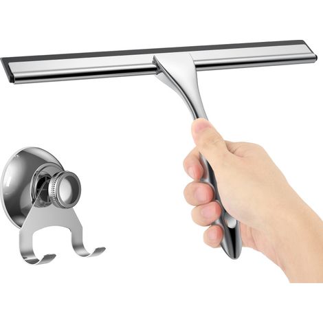 Escobilla de ducha de acero inoxidable con ventosa, para ventanas y baños (25 cm) (1/5)