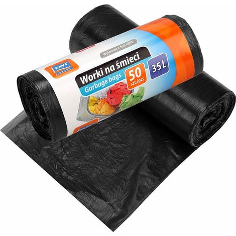 HDPE-Müllsäcke 35 l, 50 Stück, schwarz