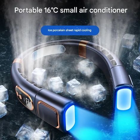 Ventilateur de cou portable, sans pales et rechargeable, plusieurs vitesses de ventilation, silencieux, alimentation USB, sortie d'a