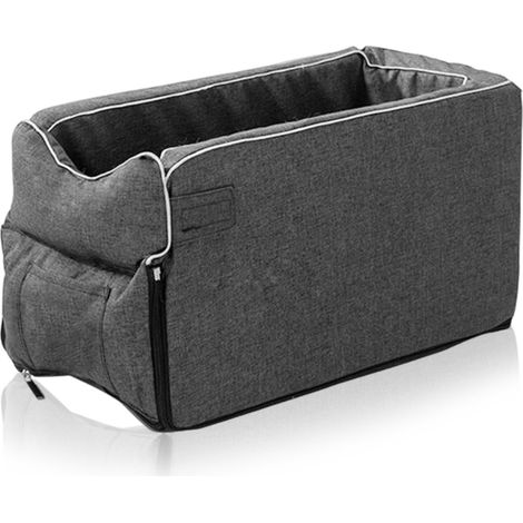 Siège Sécurité Auto Pour Chien - 42 x 20 x 22 cm - Fixation Double Sangle Élastique - Intérieur Bio-Polaire Doux - Lavable - Pour Animaux Jusqu’à 6 kg - Gris (1/5)