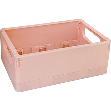 Boîte de Rangement Bureau Plastique Pliable Empilable Rose 15x10x5,5cm Organisateur Compact pour Fournitures et Snacks (1/5)