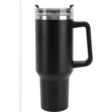 Gourde isotherme 40oz en acier inox avec paille et poignée, tasse voyage pour café noir (1/5)