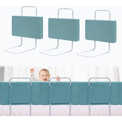 Jiubiaz 3x Bettgitter 50cm Grün, Bettschutzgitter Set, 5-Loch höhenverstellbar, Rausfallschutz Kinderbettgitter für Babybett & Familienbett (1/5)