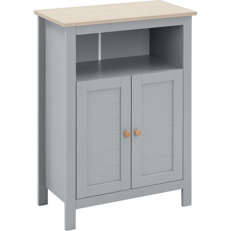 kleankin Bathroom Floor Storage Cabinet Standing Unit W/ Doors Adjustable Shelf (1/5)