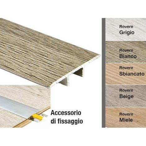 Profilo dilatazione alluminio rovere bianco 8×39×900 mm – finitura chiara