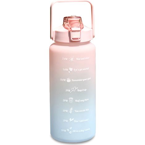 Botella De Agua Con Bombilla - 1 89 L - Marcaje Horario Para Hidratación - Tapón Con Cierre Seguro - Correa Transporte - Ideal Para Gimnasio Y Exterior (1/5)