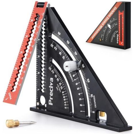 Combination folding aluminum square 317mm – For carpentry and construction – Angle 45°/90° – Integrated scribing needle (1/5)
