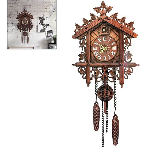 Orologio a cucù con pendolo, tradizionale orologio a cucù della Foresta Nera con uccello che esce e canta, orologio a cucù decorativo da parete con modalità notturna