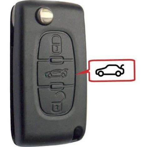 Coque de cle compatible Peugeot-Citroen 3 boutons - pile sur coque