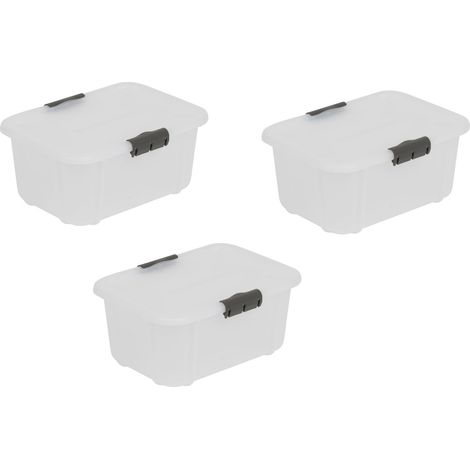Lot de 3 boîtes de conservation universelles avec couvercle en plastique PP sans BPA Transparent 8 l (1/5)