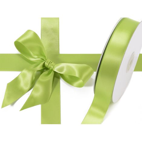 Ruban double satin vert pomme, 25 mm x 50 m
