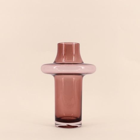 Vase en verre rose fait main, H30cm (1/5)