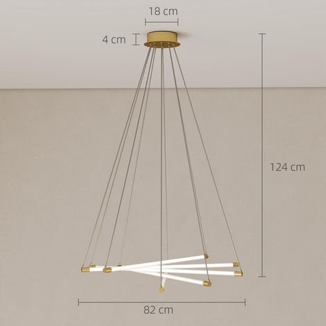 Plafonnier LED, 50 W, 5 tubes lumineux orientables, idéal pour salon, salle à manger, cuisine, or et blanc (1/5)
