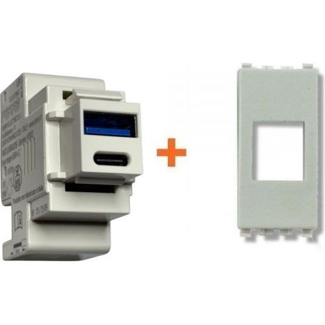 Perry presa USB A + C 3A compatibile Bticino Luna bianca - 1MCUSB002B