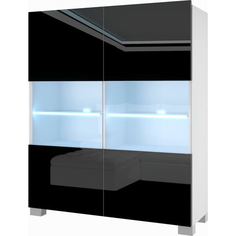 BELINI Kommode Sideboard Wohnzimmer Schlafzimmer Schrank Hochschrank mit LED-Leuchten Super-Soft-Touch-System zum sanften Schließen Aller Scharniere (Schwarz) (1/5)