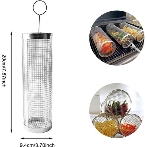 Panier cylindrique pour barbecue d'extérieur en acier inoxydable (1/5)