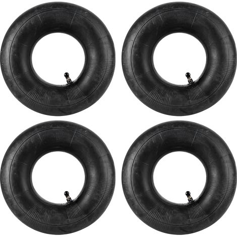 Lot de 4 chambres à air pour roue de brouette 3.00-4 - Valve coudée - 260 x 85 mm - Chambre à air pour roue de brouette - Pour pneus, tondeuses à gazon, diable, chambre à air (1/5)