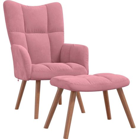 Maison Exclusive - Relaxsessel mit Hocker Rosa Samt (1/5)