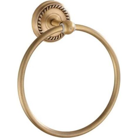 Wall-Mounted Round Steel Towel Ring for Bathroom or Kitchen, Gold Towel Holder, Shower Bathroom Accessory (16 cm) - Antique Brass Finish (1/5)
