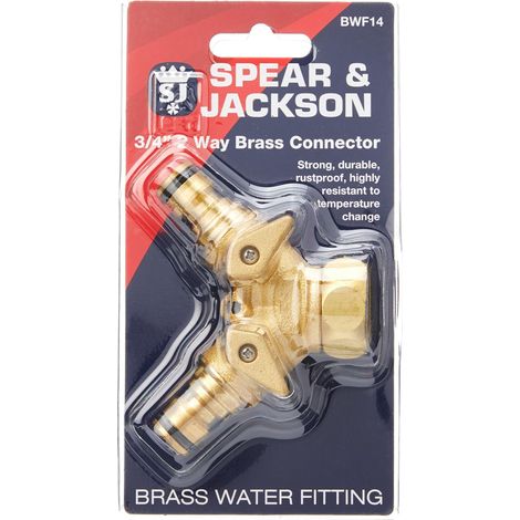 Spear & Jackson BWF14 Connettore per rubinetto a 2 vie in ottone da 3/4" (1/3)