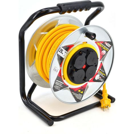 Awtools przedłużacz bęben metalowy żółty heavy duty 40m 3x1,5 mm 16a / 3680w / ip44 neopren (1/4)