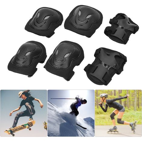 Protection Complète pour Roller - Genouillères, Coudières et Gants Adultes Sécurisés (Noir) (1/5)