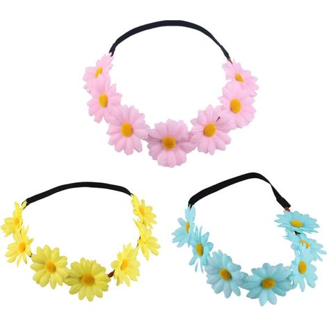 Couronne Serre-tête à Fleurs Multicolores - Ruban Élastique Ajustable, Confortable Sans Serrer pour Tenue Quotidienne et Fête (1/5)