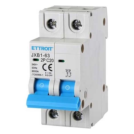 ETTROIT Automatischer thermischer Magnetschalter 2P 20A 220V 2 DIN-Module JX122060