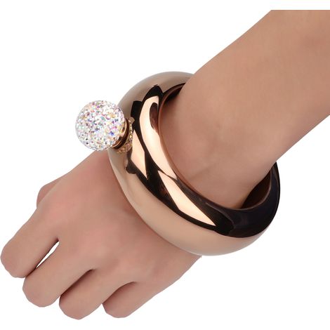 Flacon à alcool en acier inoxydable avec entonnoir et bracelet, cadeau pour fête, club ou bar - Bronze (1/5)