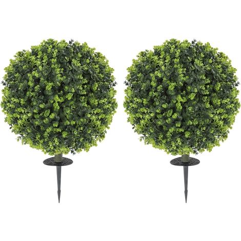 Set de 2 bolas de boj artificiales con estaca, 40 x 56 cm, verde (1/5)