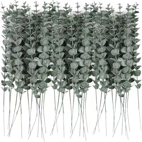 Ramas y hojas artificiales de eucalipto verde, ideales para el hogar, la oficina o para ramos de flores, 36 piezas. (1/5)