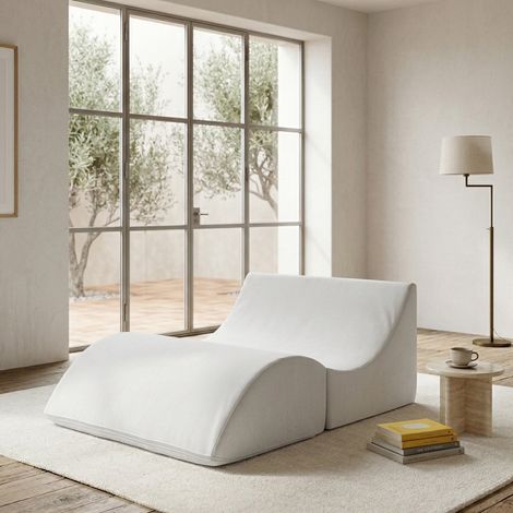 Talamo Italia Klappbett Annabella, Puff umwandelbar in Doppelbett, 100% Made in Italy, Puff, umwandelbar in eine Chaiselongue aus Kunstleder, Cm 100x200h70, Weiß (1/5)