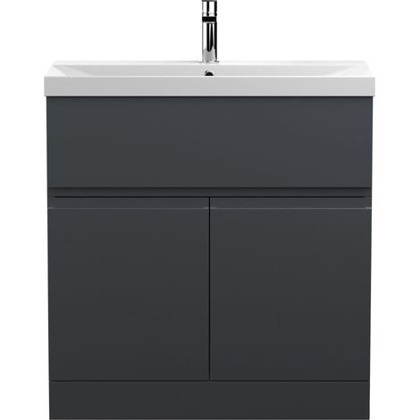 Hudson Reed Urban Floor Standing Vanity Unit with Basin 3 Satin Anthracite - 800mm Wide (1/5)