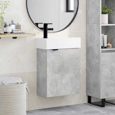 vidaXL Mobile bagno con rubinetto Grigio Cemento 45,5 x 22,5 x 84