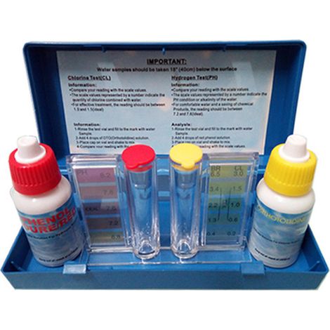 Kit d'analyse de la qualité de l'eau pour piscine : testeur chlore/pH, trousse de chimie de l'eau domestique, contrôle simple du bassin. (1/4)