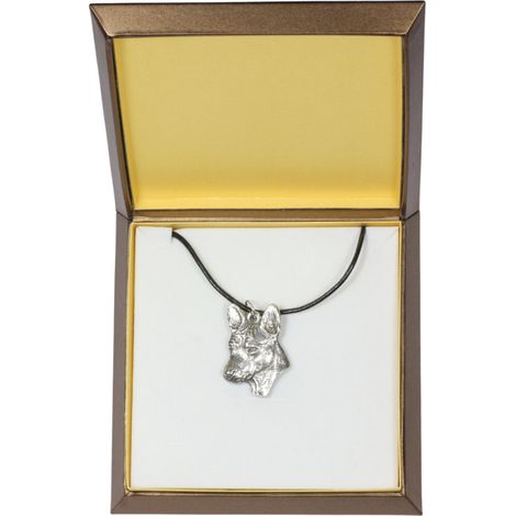 Basenji, Basenji, Kongohund – eine Halskette mit einem Hund in einer Geschenkbox, ein versilbertes Medaillon für Hundeliebhaber, ein beeindruckender Anhänger von Art-Dog (1/5)