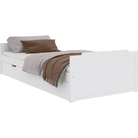 Maison Exclusive - Cadre de lit sans matelas blanc bois de pin massif 90x200 cm (1/5)