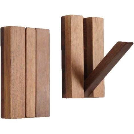 Crochets marron, 2 x 5,5 x 3,1 pouces, crochets muraux de style japonais sans perçage pour les entrées et les portes d'entrée. (1/5)