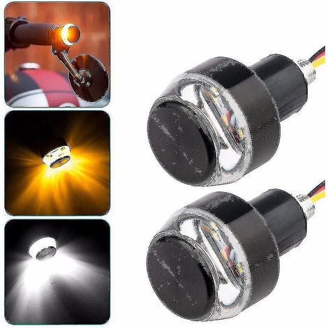 12V LED-Blinker für Motorradlenker (22mm) – Weiß auf Gelb (1/5)
