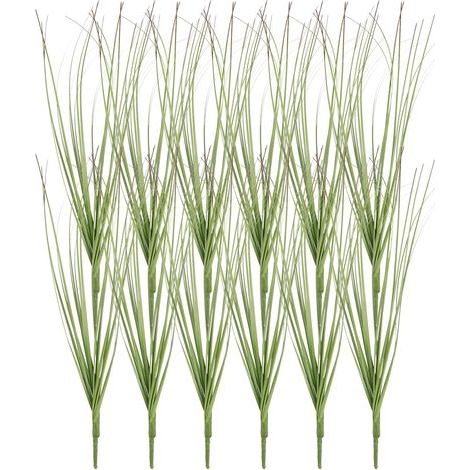 12 Pcs Gazon Artificiel Plantes,13,8" Plastique Faux Blé Herbe Verdure Arbustes Extérieur Artificiel Arbustes Faux Buissons pour Maison Jardin Façade, Rouge (1/5)