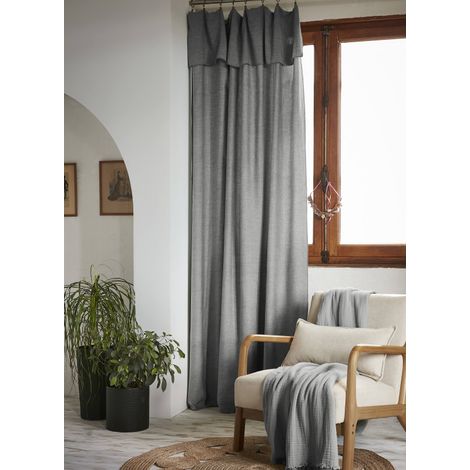 Lot de 2 rideaux ajustables + 8 anneaux pince 140 x 270 cm "Lysandre" Lyocel L'effet Papillon