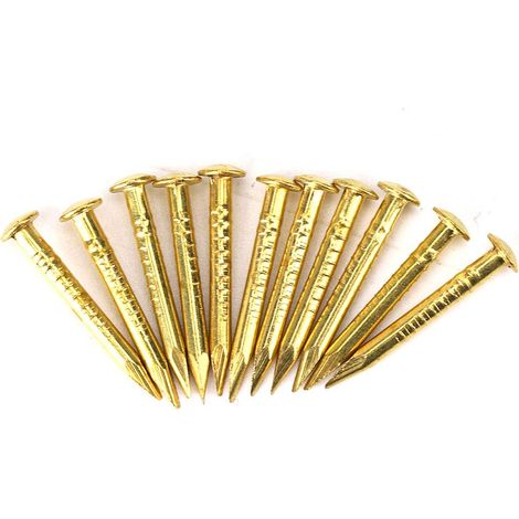 Clous d'écusson en laiton, clous filetés Clous de rembourrage Accessoires de quincaillerie pour charnières de meubles Mini clou en laiton à tête ronde Accessoires de quincaillerie charnières m(15mm) (1/5)
