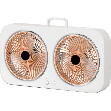 Tabletop Dual Fan USB Rechargeable Silent Air Circulation Fan with Brushless Motor Multi Speed Control for Home Dormitory Orange (1/5)