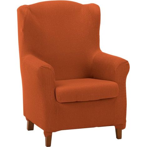 Housse de Fauteuil à Oreilles Duplex matelassée et Ultra-ajustée - Housse de Fauteuil à Oreilles Duplex Extensible, Couleur Orange - 100% fabriquée en Espagne (1/4)