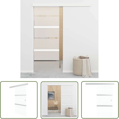 The Living Store - Porte coulissante Verre ESG et aluminium 76x205 cm Argenté (1/5)